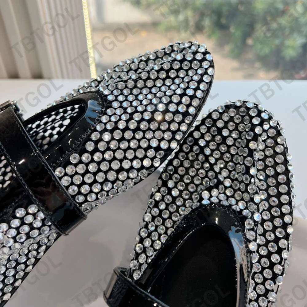 Rhinestone Fishnet Ballet Flats: Elegant Black Fabric