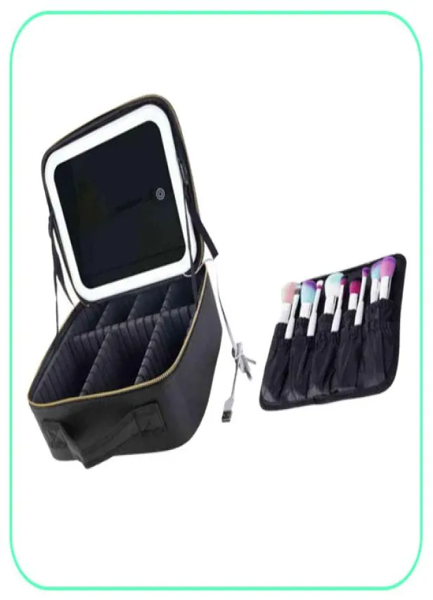 NXY Cosmetic Fags New Travel Makeup Bag Case Eva with with 3 LED 3 Lights Mirror 2201189563231