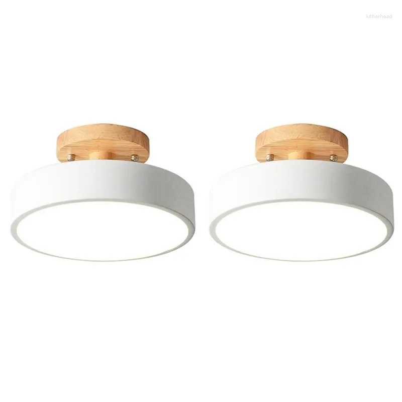 Luzes de teto 2x moderno LED Nordic madeira luminária interior luminária cozinha sala de estar banheiro branco