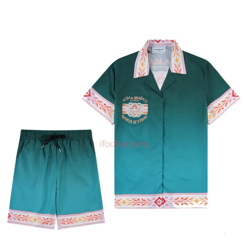 designer polo casablanca t shirt mens 2024 New High Street Full Print Hawaiian Shirt Short Sleeve Set