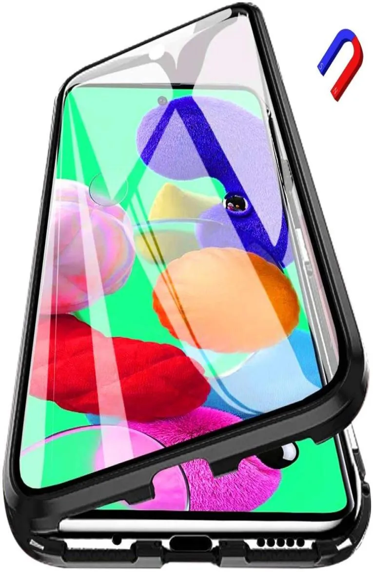 Dupla face de vidro temperado metal pára-choques protetor anti-queda capa magnética para samsung galaxy a31 a21s a51 a71 a11 a81 a91 m7266888