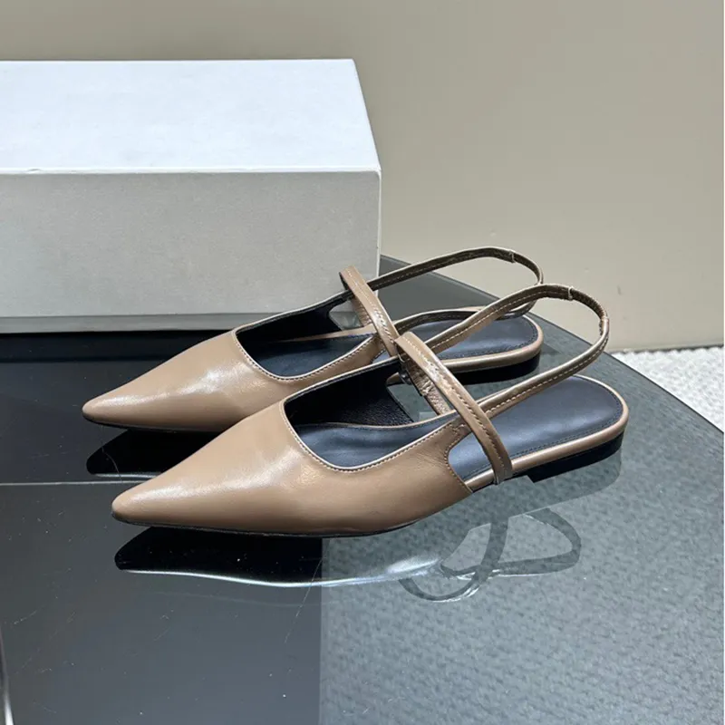 New Little  Leisure Sandals Summer Real Leather Material Comfortable Foot Feel Female Sandals Fashion Versatile Back Strap Pointed Toe Women`s Single Shoes