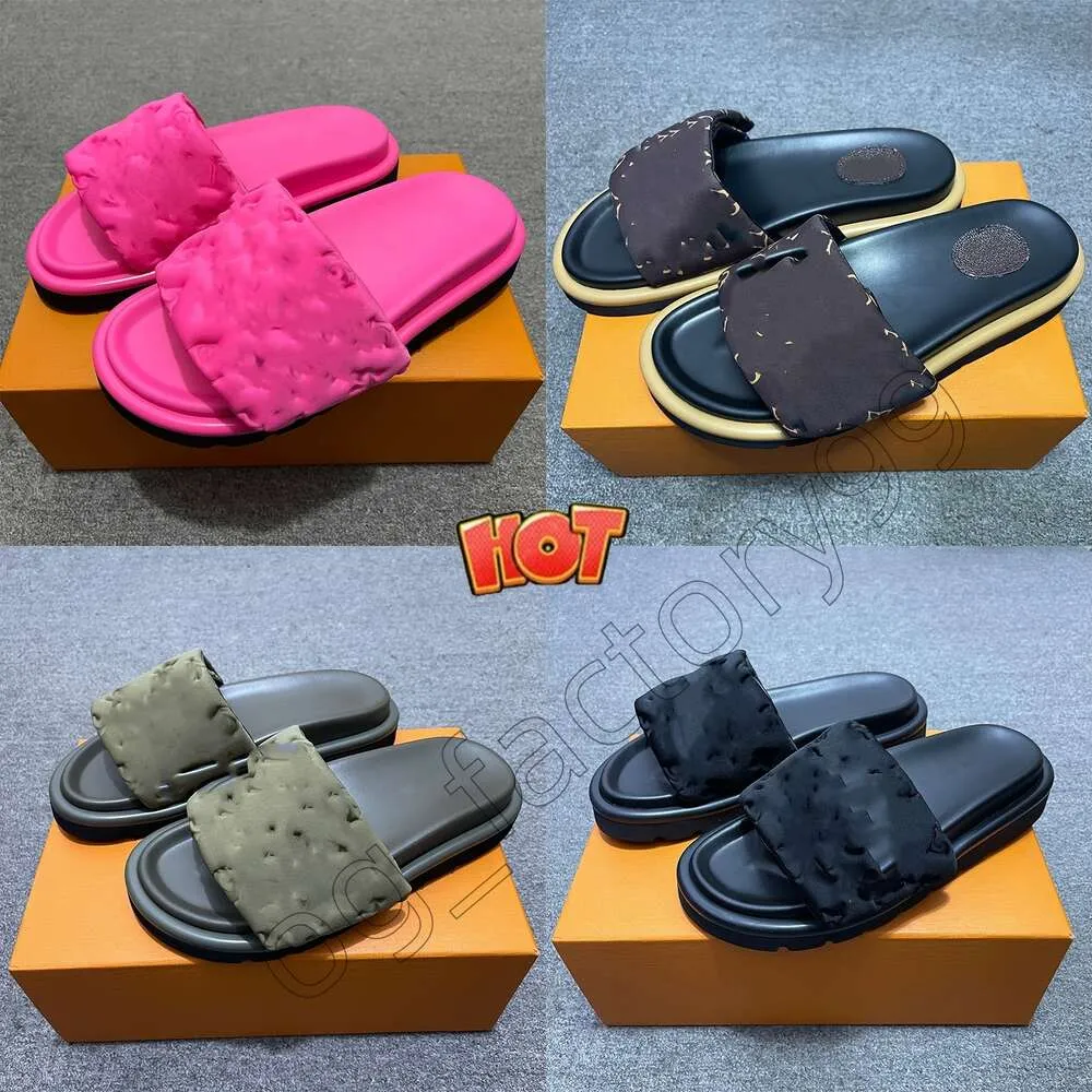 Femmes Pantoufles Hommes Noir Scuff Sandales Plates Piscine Oreiller Mules Coucher De Soleil Rembourré Sangle Avant À La Mode Facile À Porter Style Diapositives Fuchsia36 fEO