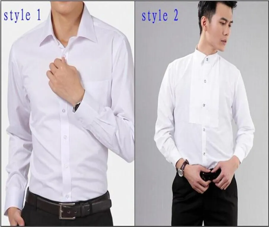 Novo estilo de algodão branco masculino weddingpromjantar camisas do noivo usar noivo homem camisa 3746 d529364927