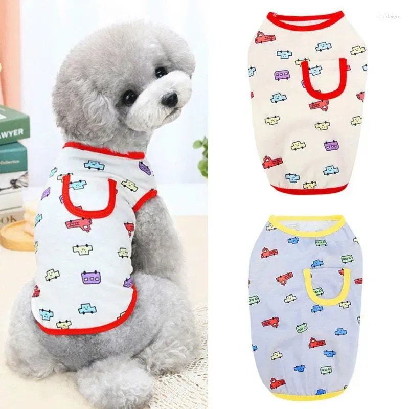 Hondenkleding Zomer Huisdierenkleding Vest Shirt Cartoon Auto's Patroon Kat T-shirt voor honden Puppy Katten Ademende zomerkostuums