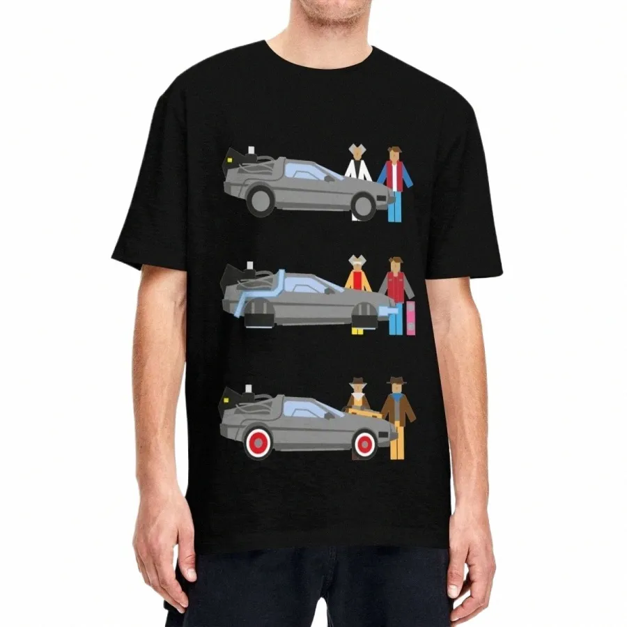 Män kvinnors tillbaka till den framtida Delorian T-shirtiden Travel 100% Cott Clothing Unique Round Neck Tee Shirt Tryckt T-shirts N5D5#