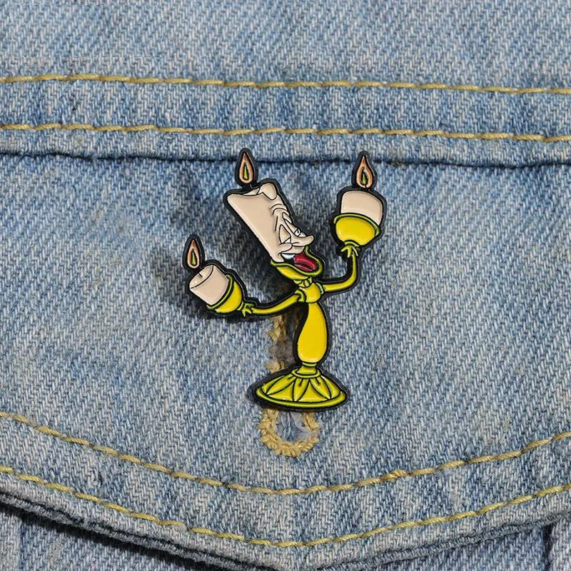 Kandelaar Emaille Pins Custom Sprookje Verhaal Karakter Broches Revers Badges Cartoon Sieraden Cadeau voor Kinderen Vrienden