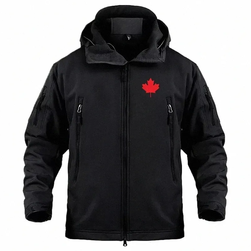 nuovo tattico pelle di squalo in pile caldo impermeabile SoftShell giacche per gli uomini Canada Flag Outdoor militare SoftShell uomo giacche cappotto a6hd #