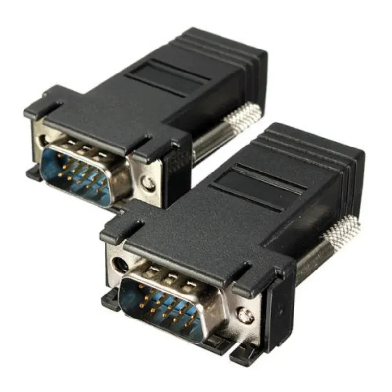 VGA Extender Male To LAN Video CAT5 CAT6 RJ45 Network Cable Adap NewBusiness & Industrie, Elektronik & Messtechnik, Stecker, Schalter & Kabel!