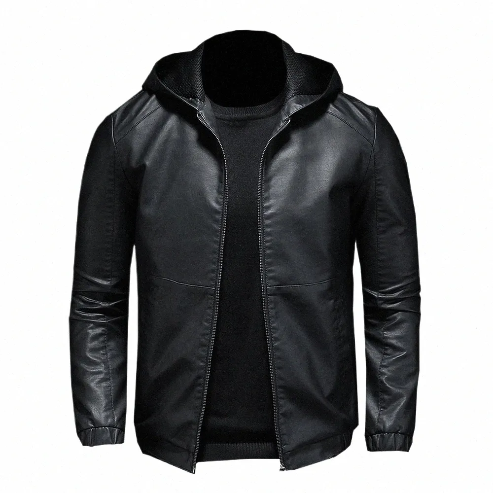 2021 Casual Motocicleta PU Jaqueta Mens Inverno Outono Fi Jaquetas De Couro Masculino Magro Com Capuz Quente Outwear Roupas De Lã S-5XL l5sN #