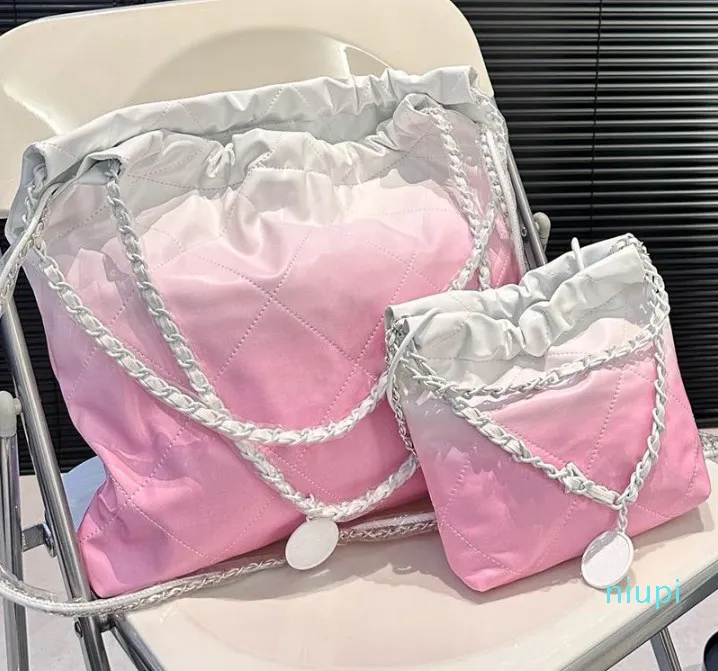 Klassisk mini designer axelväska tote diamantmönster quiltad mynt crossbody väska kvinnor mode läder guldkedja rosa medium