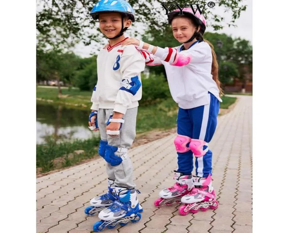 Nouveaux patins à roulettes clignotants en ligne pour enfants de 8 à 14 ans, taille réglable, route de protection, filles et garçons, 4 roues 1 rangée, débutant 3356528