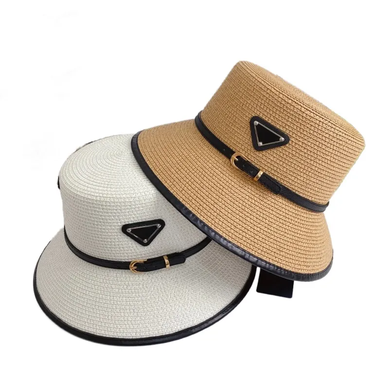 Designer vintage Triângulo da moda letra de palha chapéu de palha verão ao ar livre chapéus de malha preto para mulheres praia solar mz0149 b4