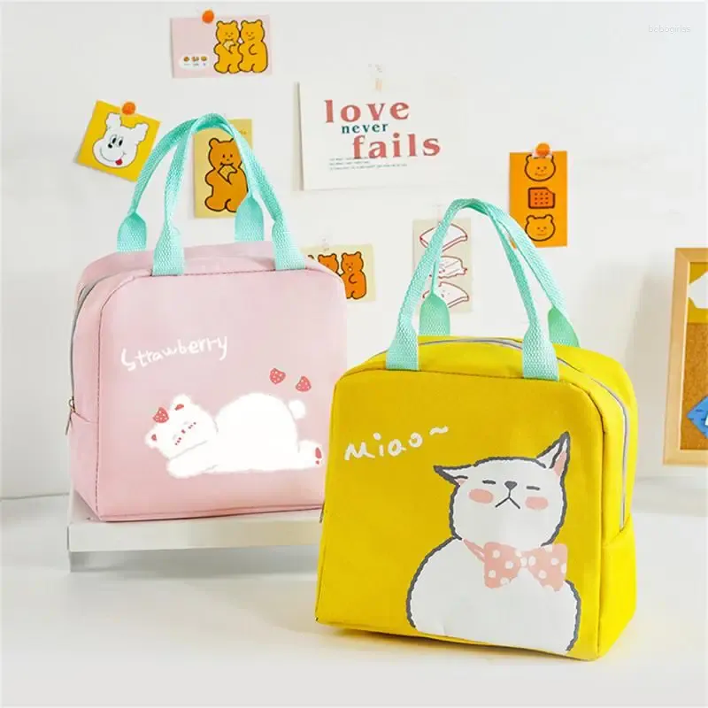 Sacos de armazenamento Bonito almoço saco isolamento portátil mão com animais dos desenhos animados Bento Home Office Kitchen Tool Acessórios