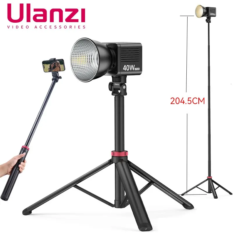 ULANZI MT-79 2M Portable Universal Tripod Aluminium Aluminium Uchwyt lampy Obsługa LT028 Lekka lekka kamera Kamera 240322