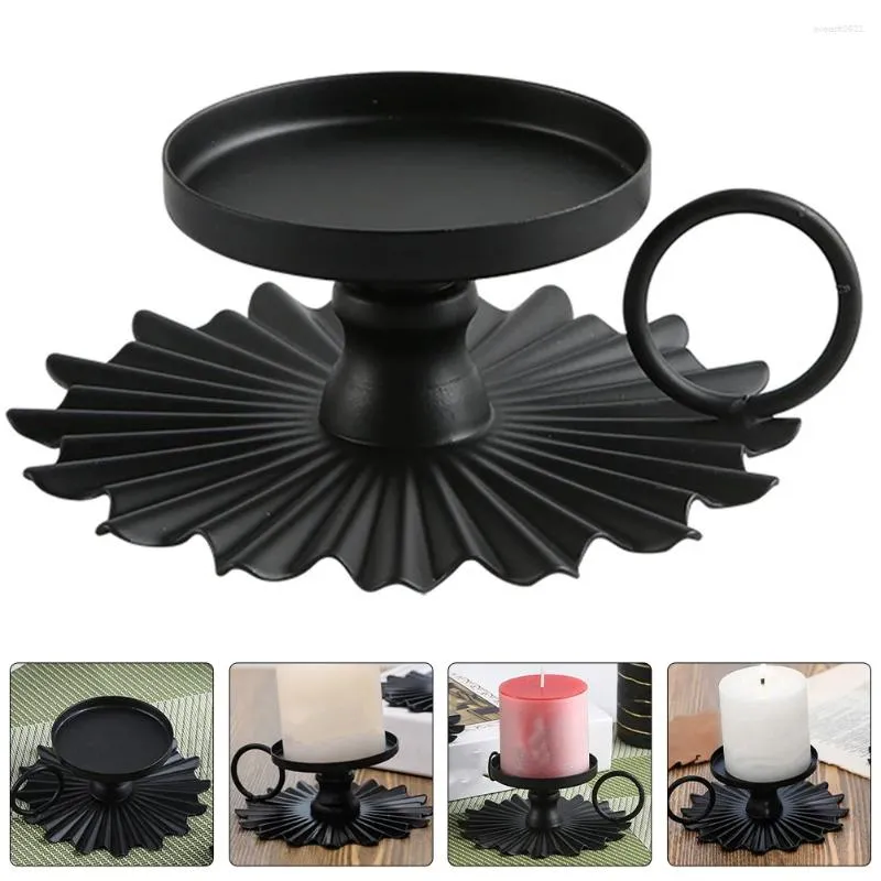Candle Holders Candlestick Graceling Metal Holder Desktop Adornment Stand Retro Iron With Tray
