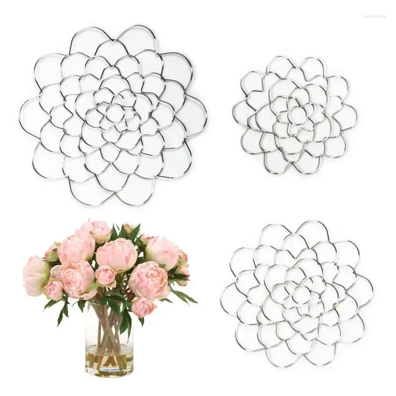 Vasi 3 pezzi in acciaio inossidabile inserto floreale bouquet disposizione anello vaso composizione floreale supporto stelo a spirale per la decorazione domestica