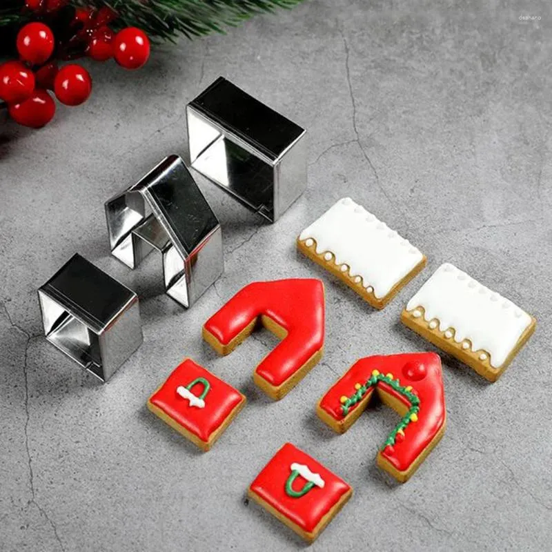 Baking Moulds 3Pcs/Set Stainless Steel Mini House Cookie Cutter DIY Gingerbread Fondant Biscuit Cake Tool Mold