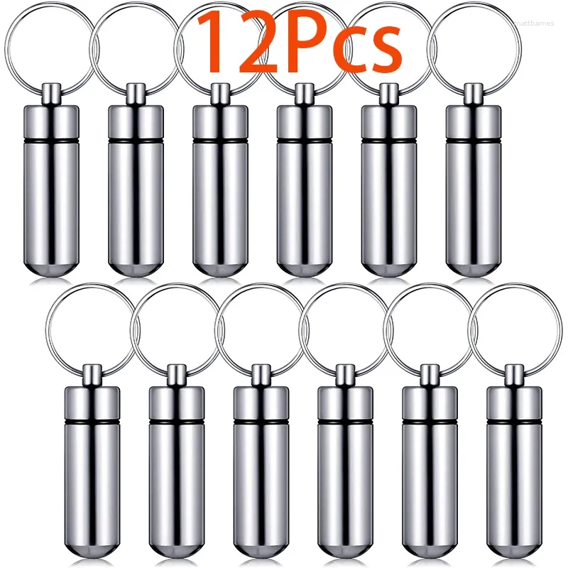 Chaveiros 12pcs chaveiro pequena caixa portátil impermeável recipiente de metal organizador