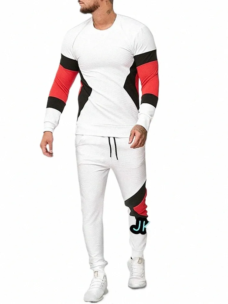 Erkekler Spor Giyim 3D Baskı LG Kollu Pantolon Takım Sokak Giyim 2023 Sonbahar İki Parça Setleri Büyük Boy Boyu Erkek Tişört Takip Kıyafetleri 43SC#