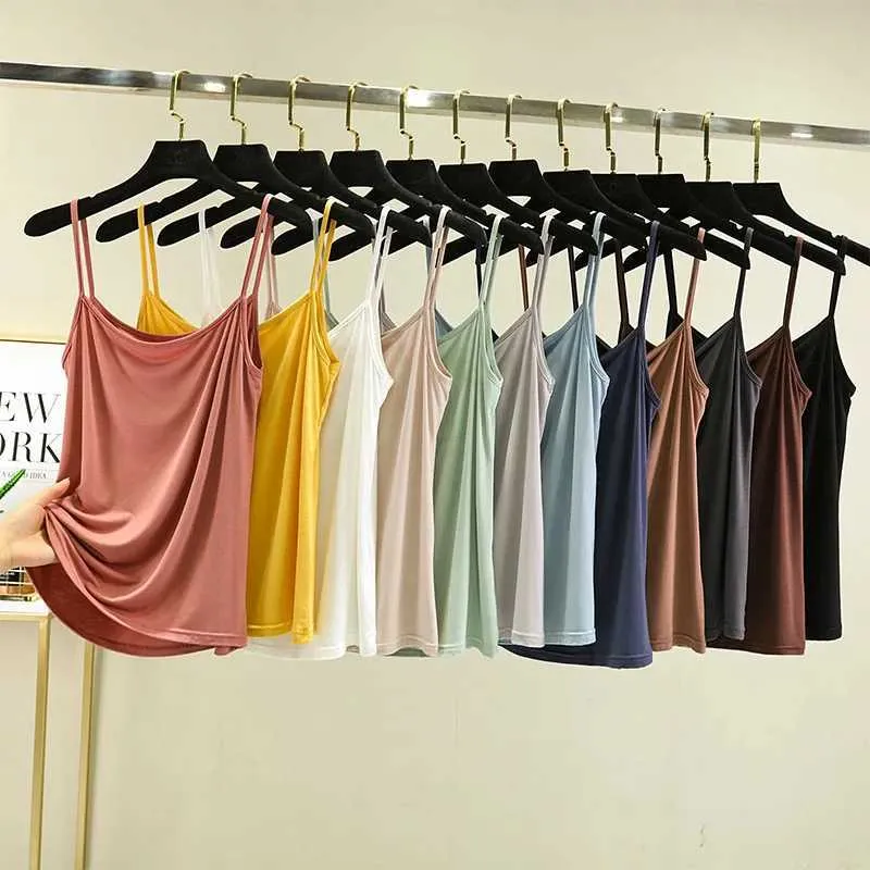 Débardeurs pour femmes Camis Modal spaghetti bandoulière haut basique débardeur sans manches débardeur couleur unie femmes été débardeur 24326