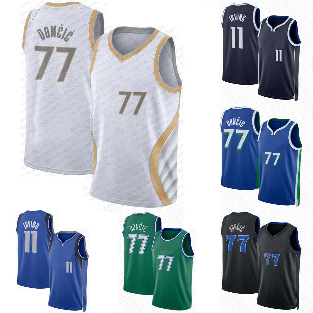 Luka Doncic Kyrie Irving Basketball Jerseys 41 Dirk Nowitzki City 77 11 Blue Black Edition Green Jersey 2024