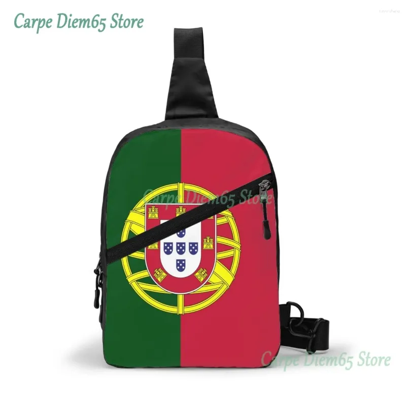 Mochila Sling Bag Bandeira de Portugal Pacote Peito Crossbody para Ciclismo Viagens Caminhadas