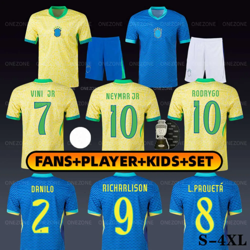 Brasilien Brasilien 2024 Copa America Fußballtrikot 24 25 Neymar Vini Jr Fußballtrikot Kinderset Richarlison Rodrygo Bruno G Martinelli G.JESUS L.PAQUETA PEDRO Casemiro