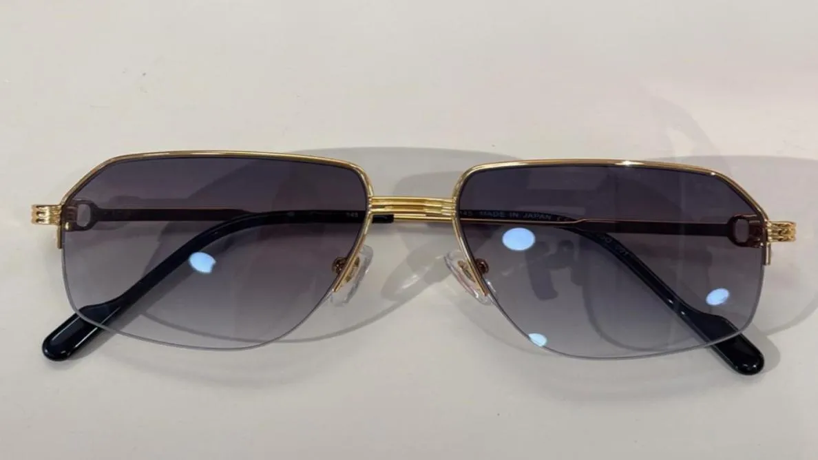 Золотисто-серые солнцезащитные очки-пилоты Sunnies 0285 Мужские модные солнцезащитные очки в полурамке с коробкой3869933
