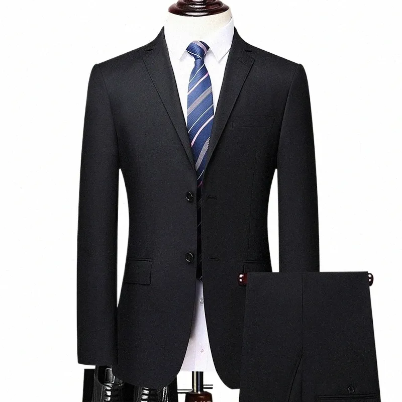 2023 Nowy Blazer+ spodnie męski dżentelmen Fi Busin Silny kolor prawdziwy wełny włoski styl ślubny garnitur 2 -częściowy zestaw E0tr#