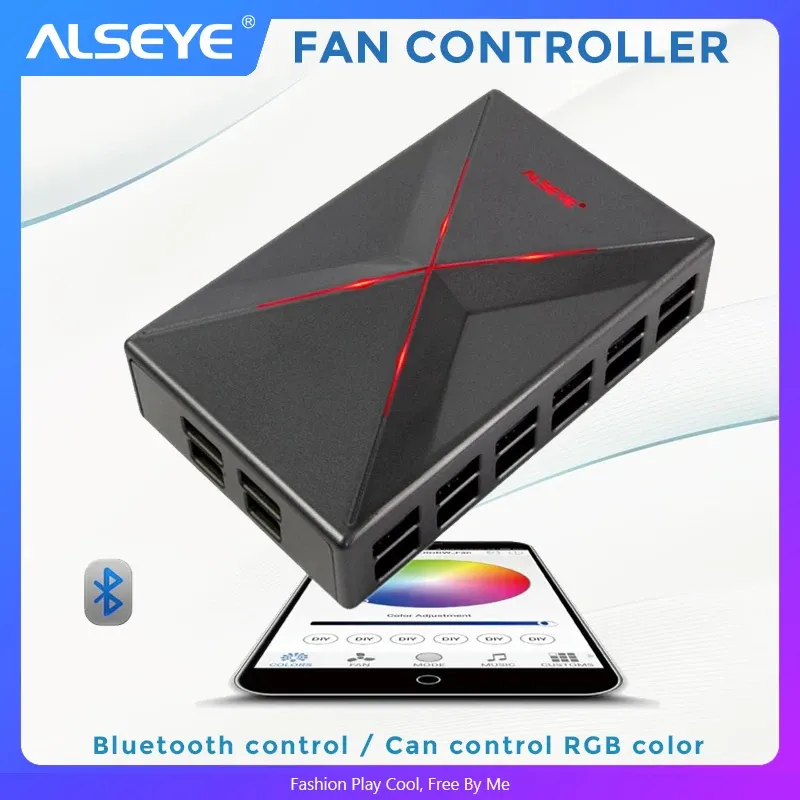 Kylning Alseye -fläktkontroller Bluetooth PC Cooling Fan Speed ​​and RGB Control med smarttelefonapp 14 -kanaler Kylsystem