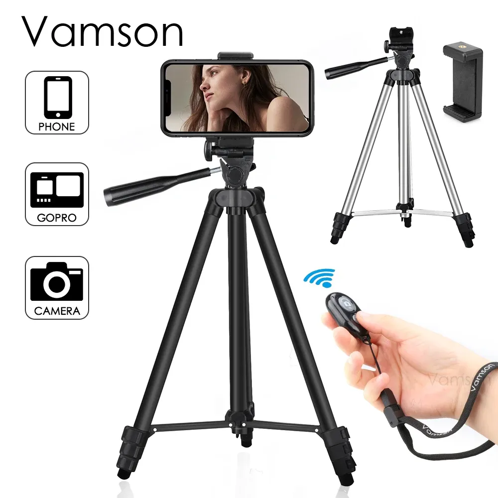 Штативы Vamson для камеры Gopro 10 9, гибкий штатив, выдвижная легкая подставка для путешествий, пульт дистанционного управления для iPhone, Xiaomi, Samsung, Huawei