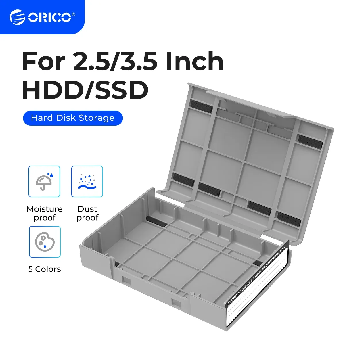 Cases ORICO SSD M.2 Protect Case Hard Case Box with Label for 2.5/3.5 inch Hard Drive Disk SSD HDD Case Waterproof Storage Box