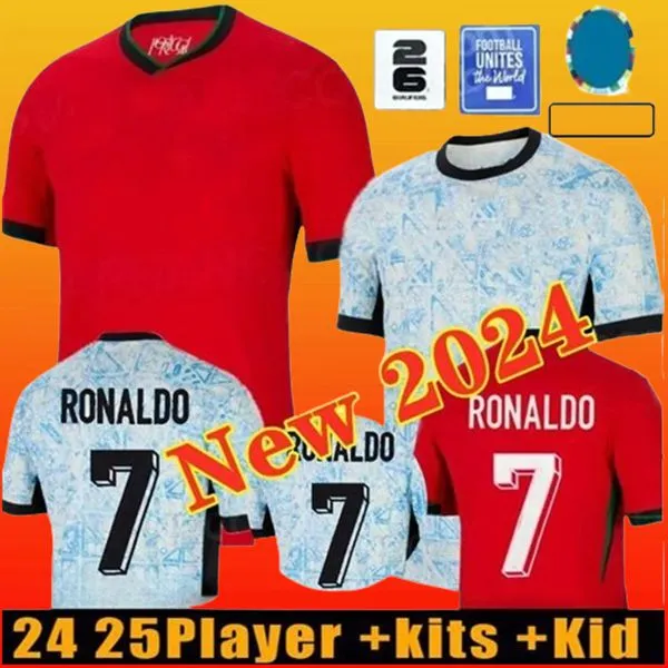 Eurocup Portugal voetbalshirts 2024 JOAO FELIX PEPE BERMARDO B.FERNANDES camisa de futebol J.MOUTINHO voetbalshirt Heren Kinder tenue RoNalDo Portugees portugal