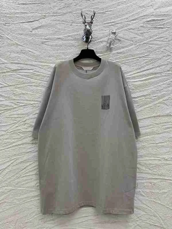 Designer Haute version Chaojia B code à barres T-shirt à manches courtes avec processus de tissage et de teinture de tissu fixe condition de lavage la même manche courte TPF0
