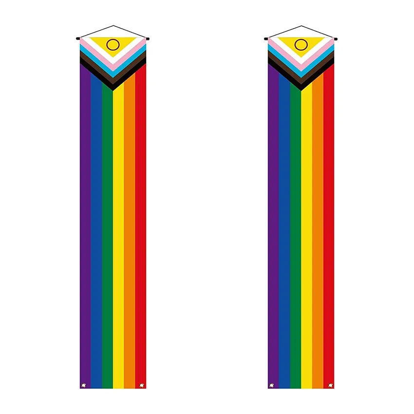 Accessoires intersexes progrès fierté porche bannière juin LGBT décoration Couplet célébration fête porte suspendus drapeau mur toile de fond