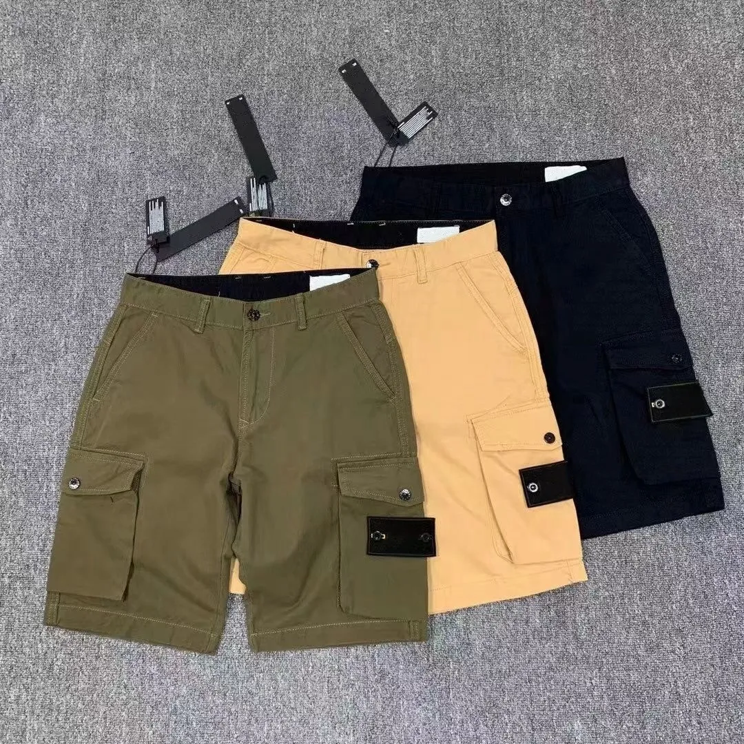 designer mens cargo shorts summer casual board beach shorts pants street vintage outdoor loose shorts luxury brand breathable fashion big pocket solid color green