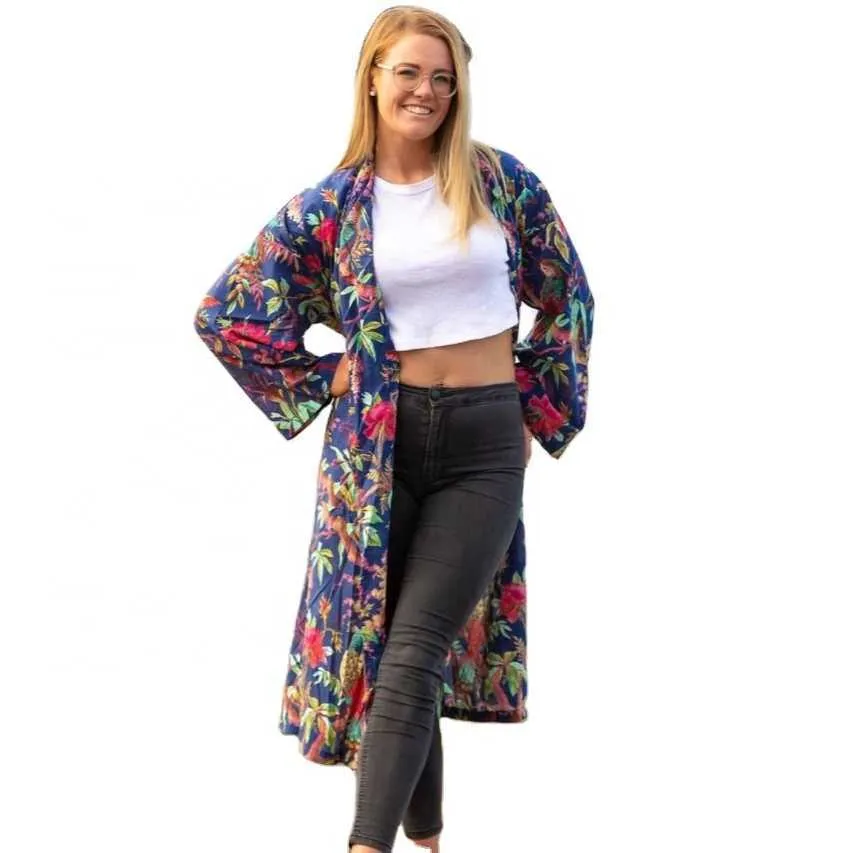 Neues böhmisches Sommer-Buntdruck-ethnisches, stilvolles Modell mit langen Ärmeln, Bikini-Vertuschung, eleganter Damen-Cardigan-Kimono-Kaftan