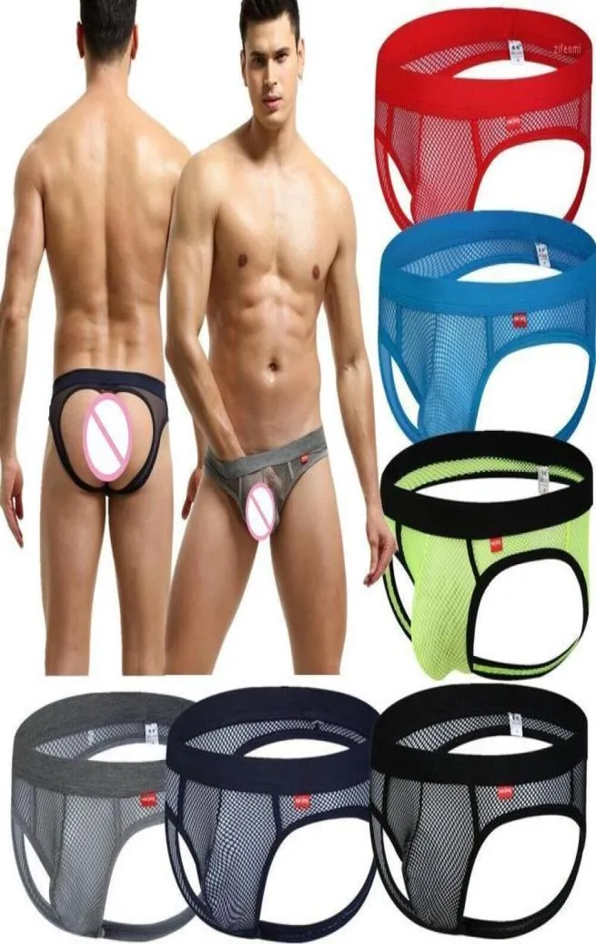 136PCS Mesh Löcher Homosexuell Sexy Unterwäsche Men039s Bikini-Slip Jockstraps Beutel Mann Höschen Thongs Backless Unterhose Exotische Sho3465323