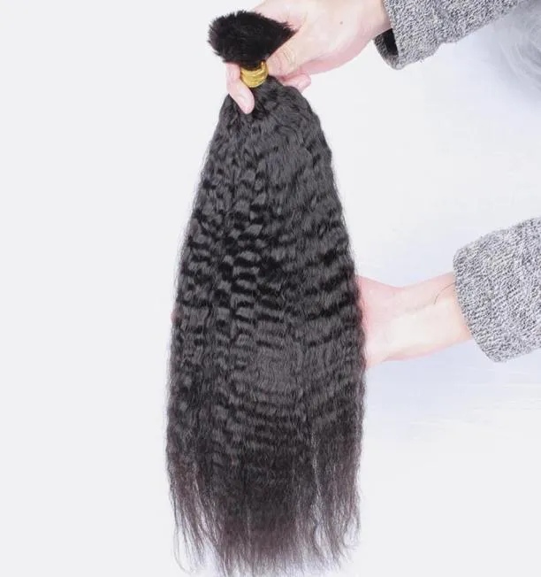 Изысканные кудрявые прямые объемные плетения волос без утка Дешевые бразильские грубые наращивания человеческих волос яки оптом 3 пучка для M6949021
