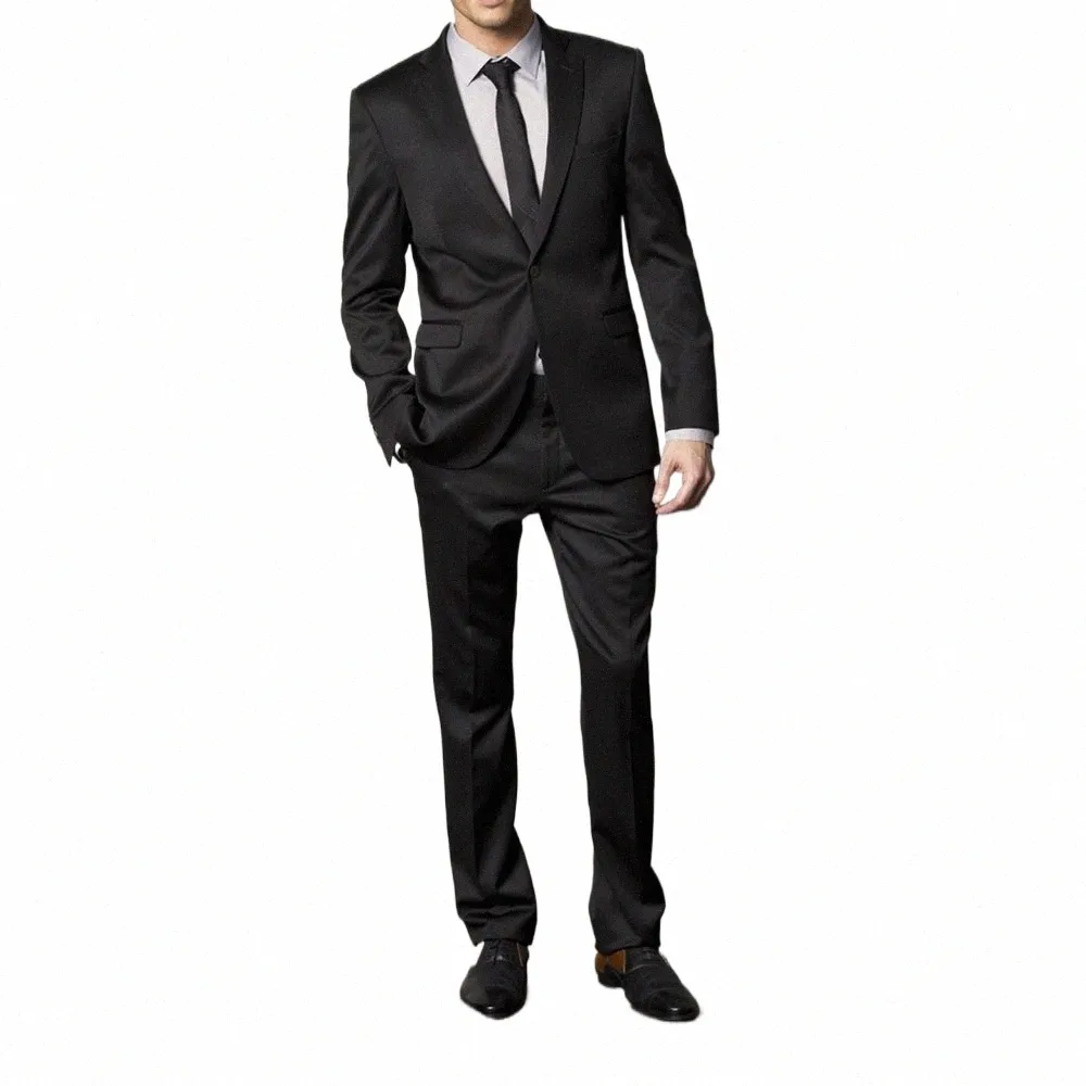 garnitury dla mężczyzn Black Terno Blazer Drogloomsmen Single Bered Notched Lape Pants Dwuczęściowe Slim Fit Formal Prom K5cq#