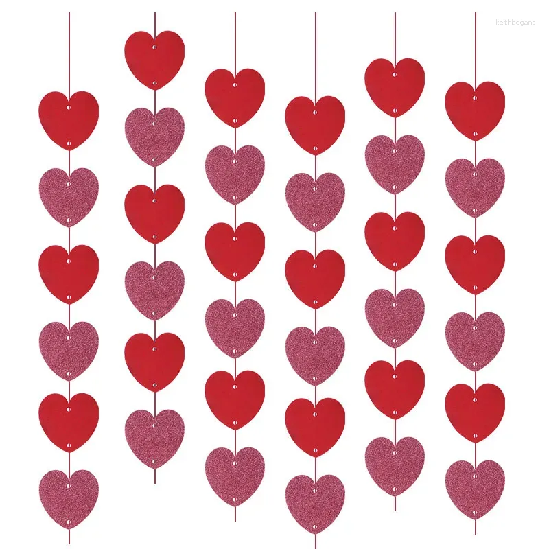 Décoration de fête 1/3pcs rouge amour coeur papier guirlande guirlande banderole pour la saint-valentin mariage maison tenture murale rideau