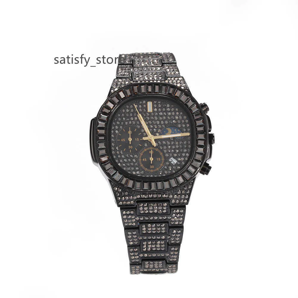 Hip hop ouro luxo 5a zircônia cúbica moldura completa cz homens mulheres homme relojes diamante congelado relógio de quartzo