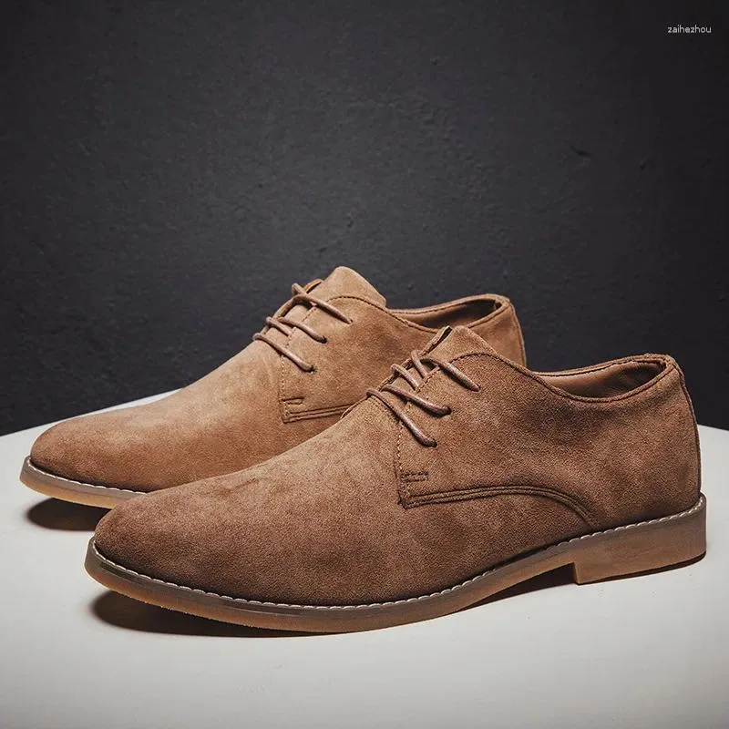 Chaussures décontractées pour hommes, tendance anglaise, bottes Oxford en daim, robe de mariage en cuir, plates, Zapatillas Hombre, grande taille