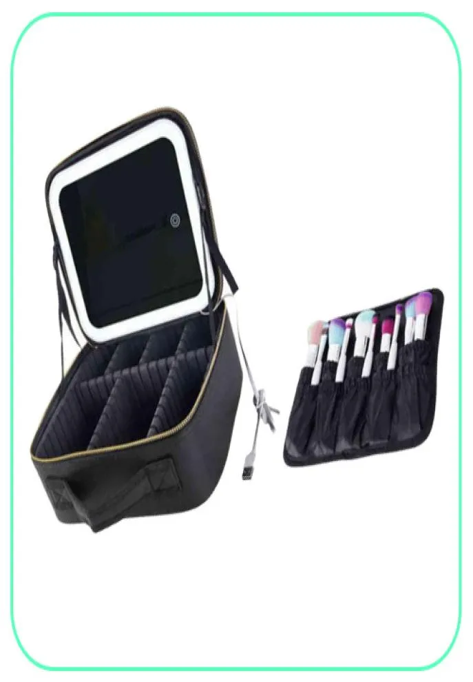 Borse cosmetiche NXY Nuove custodie per trucco da viaggio beauty case in eva con specchio a 3 luci led 2201189945441