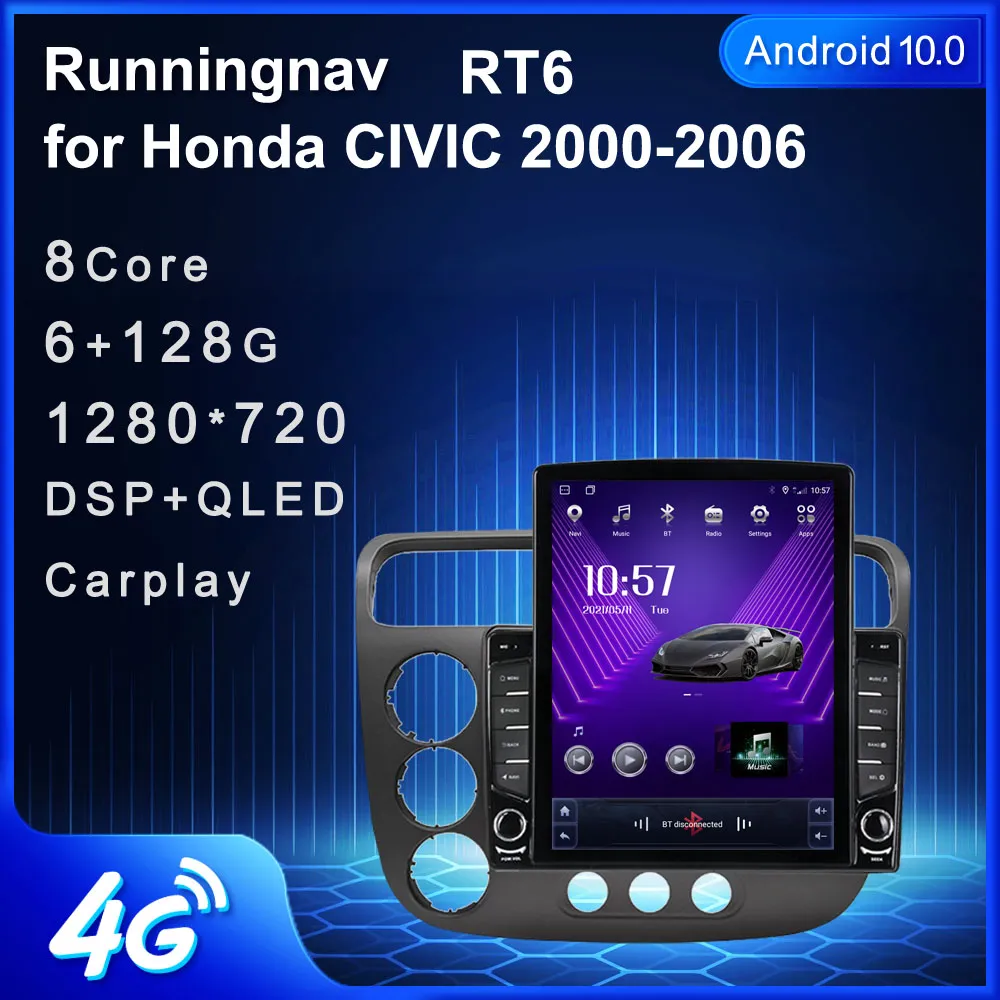 9.7 "nouveau Android pour Honda CIVIC 2000-2006 RHD Tesla Type voiture DVD Radio multimédia lecteur vidéo Navigation GPS RDS pas de Dvd CarPlay Android Auto