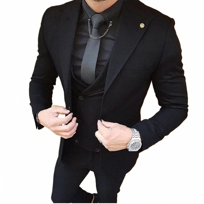 mężczyzn garnitury ślubne noszenie Tuxedos Prom Dres Best Man Suit Suit Suit Busin Suit Three Piece Set Kurtka+spodnie+kamizelka i7vp#