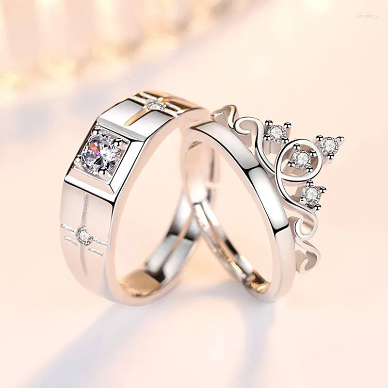 Кластерные кольца 2pcs/set Пара мода ослепительная квадратная циркония инкрустация мужского кольца кольцо кольца дизайн свадебные украшения свадебные украшения
