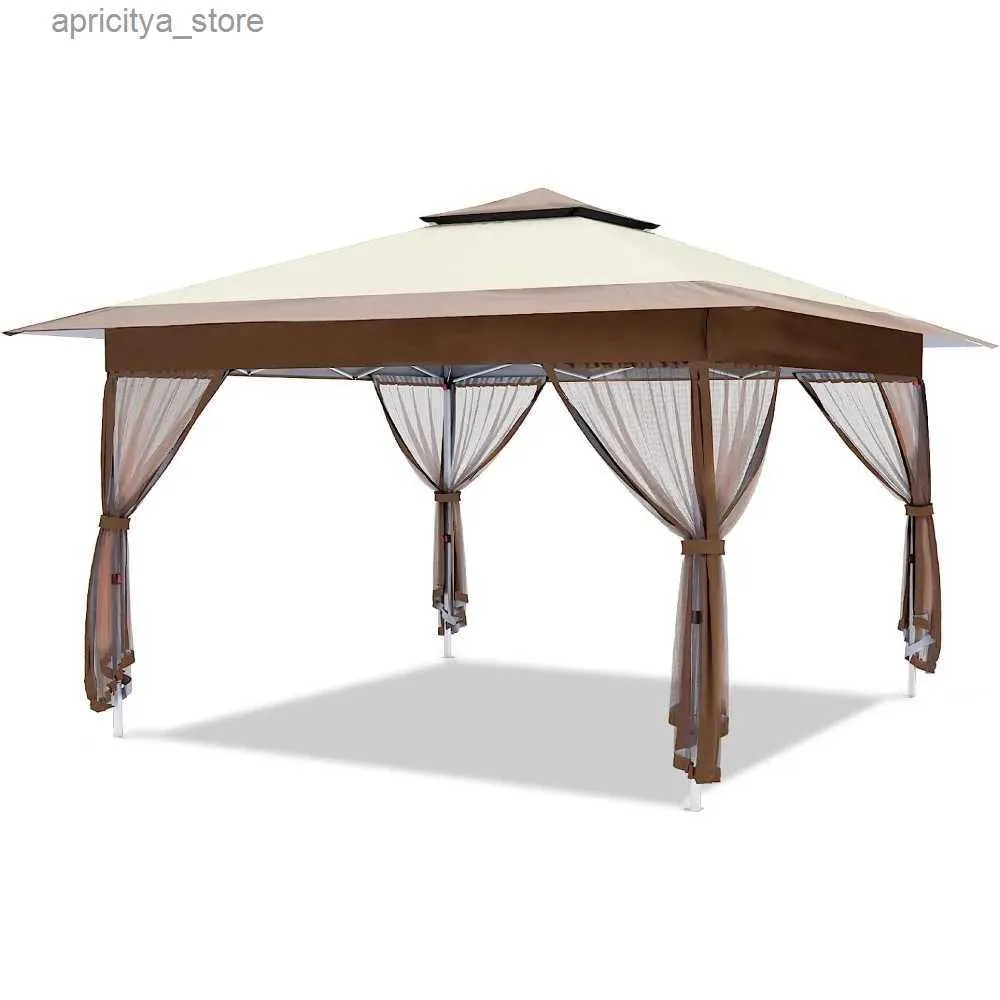 Tentes et abris Livraison gratuite de tentes de plage 12x12 terrasse extérieure pop-up auvent tente abri avec rideaux et terrasse coucher de soleil meubles24327