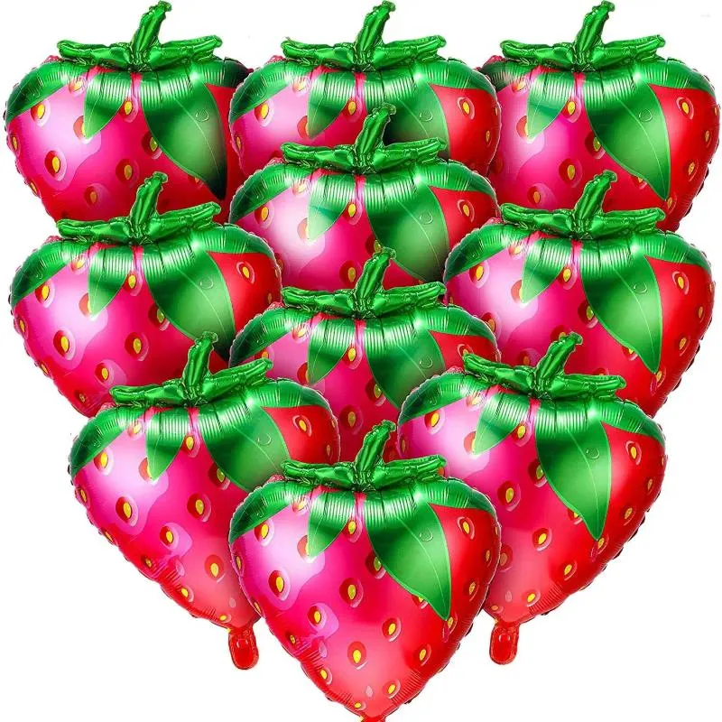 Dekorativa blommor 10st Strawberry Balloons Sweet Foil Mylar For Girls Themed Birthday Party Decorations